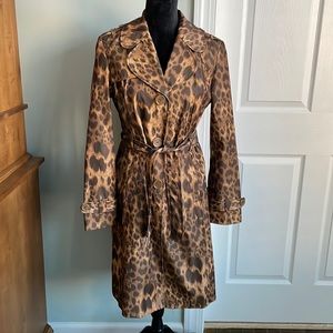 Kenneth Cole animal print Trench coat  size M fully lined